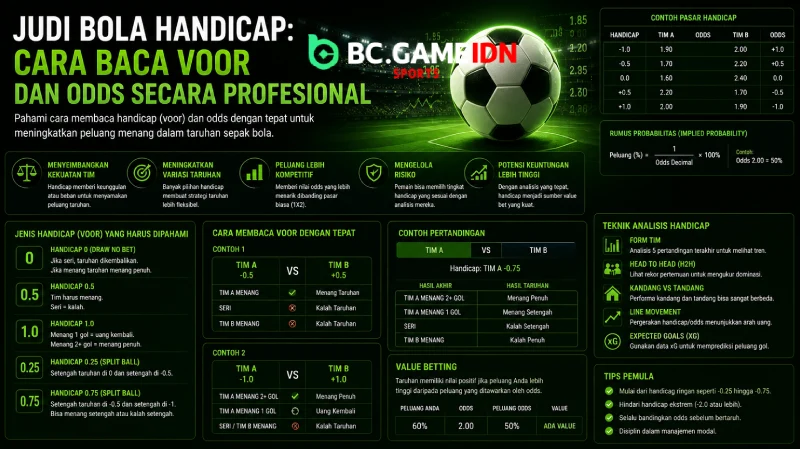 Judi Bola Handicap - Cara Baca Voor dan Odds - BC Game Indonesia