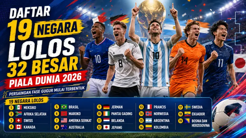 Daftar 19 Negara Lolos 32 Besar Piala Dunia 2026