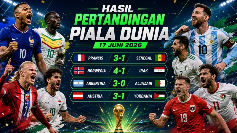 Hasil Pertandingan Piala Dunia 17 Juni 2026