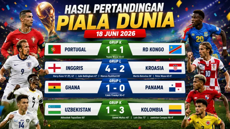 Hasil Pertandingan Piala Dunia 18 Juni 2026