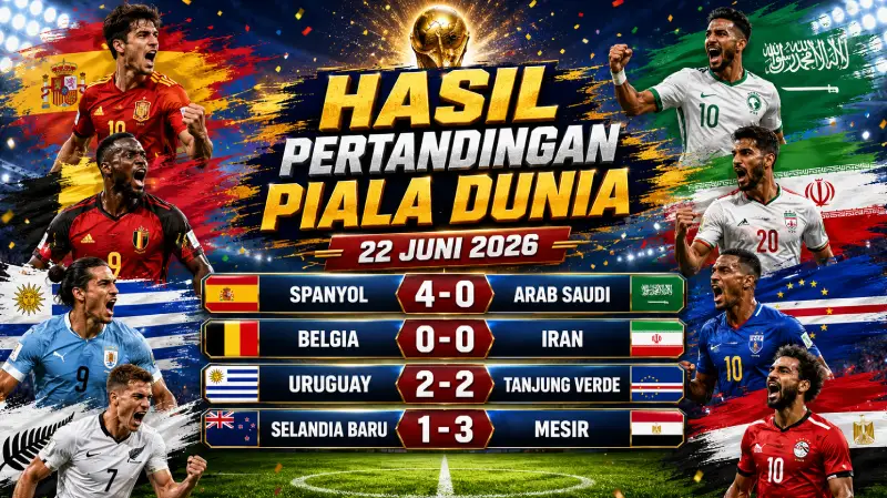 Hasil Pertandingan Piala Dunia 22 Juni 2026