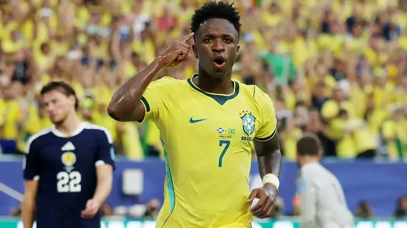 Skotlandia vs Brasil - Vinicius Junior Bawa Brasil Menang 3-0