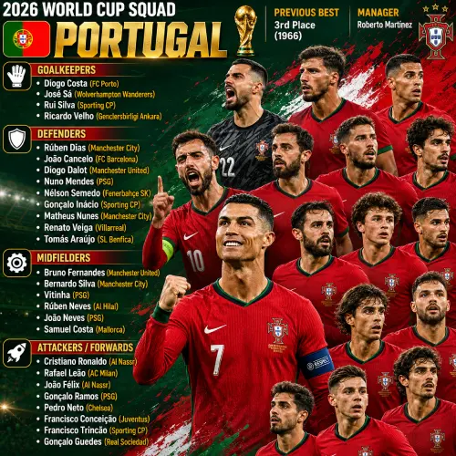Squad Portugal di Piala Dunia FIFA 2026
