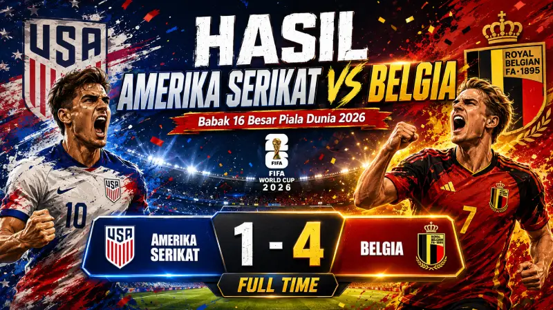 Hasil Amerika Serikat vs Belgia di Babak 16 Besar Piala Dunia 2026