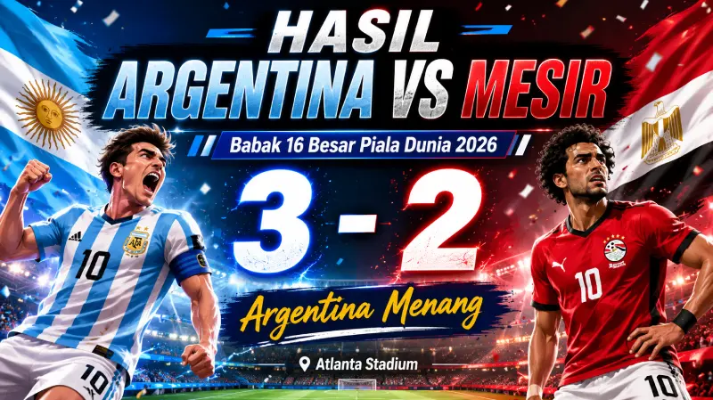 Hasil Argentina vs Mesir di Babak 16 Besar Piala Dunia 2026
