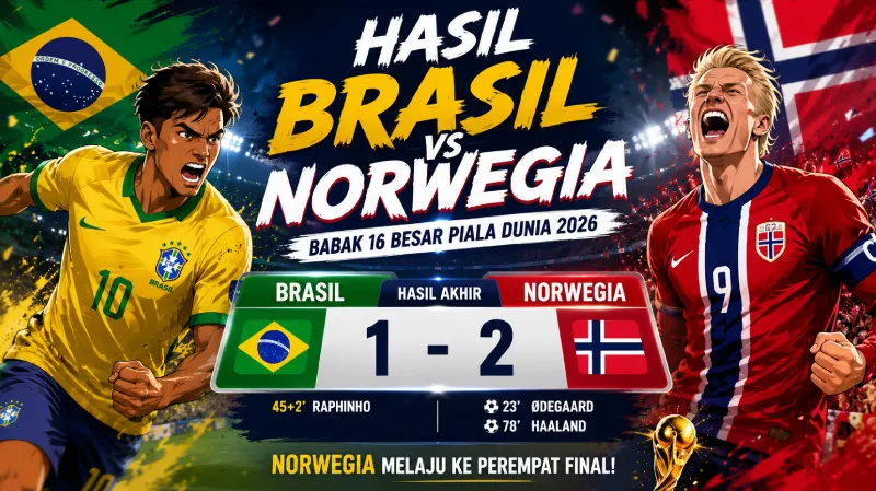 Hasil Brasil vs Norwegia di Babak 16 Besar Piala Dunia 2026