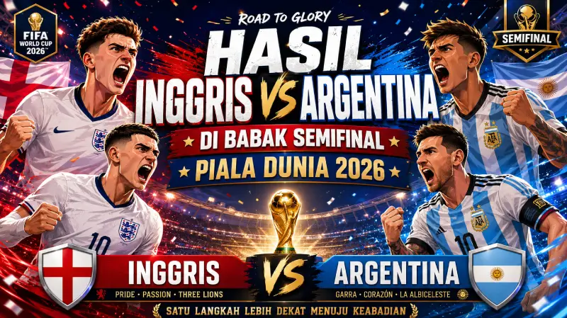 Hasil Inggris vs Argentina di Babak Semifinal Piala Dunia 2026