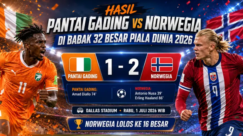 Hasil Pantai Gading vs Norwegia di Babak 32 Besar Piala Dunia 2026