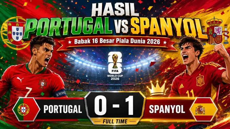 Hasil Portugal vs Spanyol di Babak 16 Besar Piala Dunia 2026 - 1